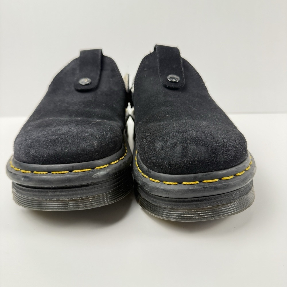 Dr. Martens Black Suede Mule Clogs with Yellow Welt Stitch - Zebzag - Picture 5 of 11